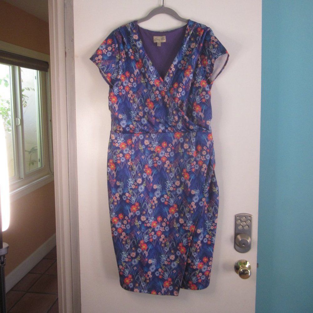 Ellen Tracy Lindy Bop Womens Size 12 "Purple Blooming" Dress Size L / US 10 / IT 46 - 2 Thumbnail