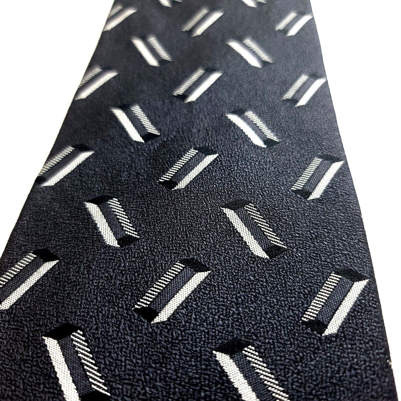 Piattelli Bruno Piattelli Gray Abstract Geometric Woven Wide Silk Tie Size ONE SIZE - 2 Thumbnail
