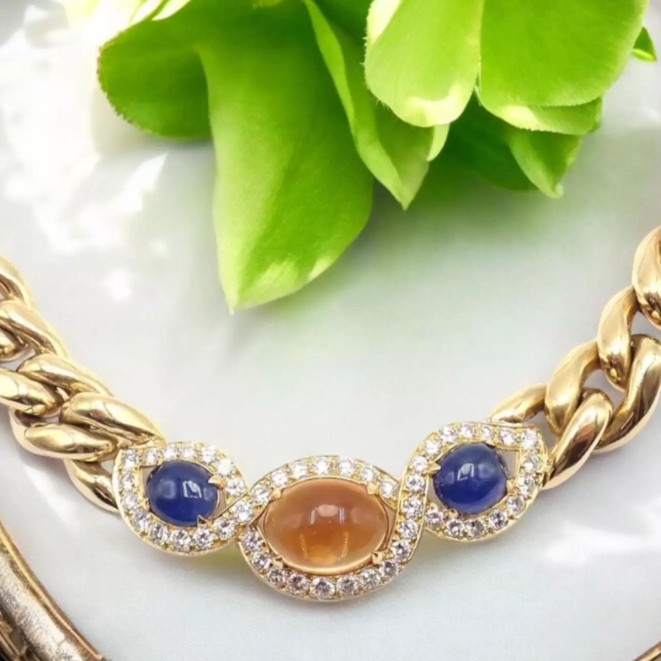 Other Bulgar 18k Gold Diamond Citrine Sapphire Link Necklace Paper Size ONE SIZE - 2 Thumbnail