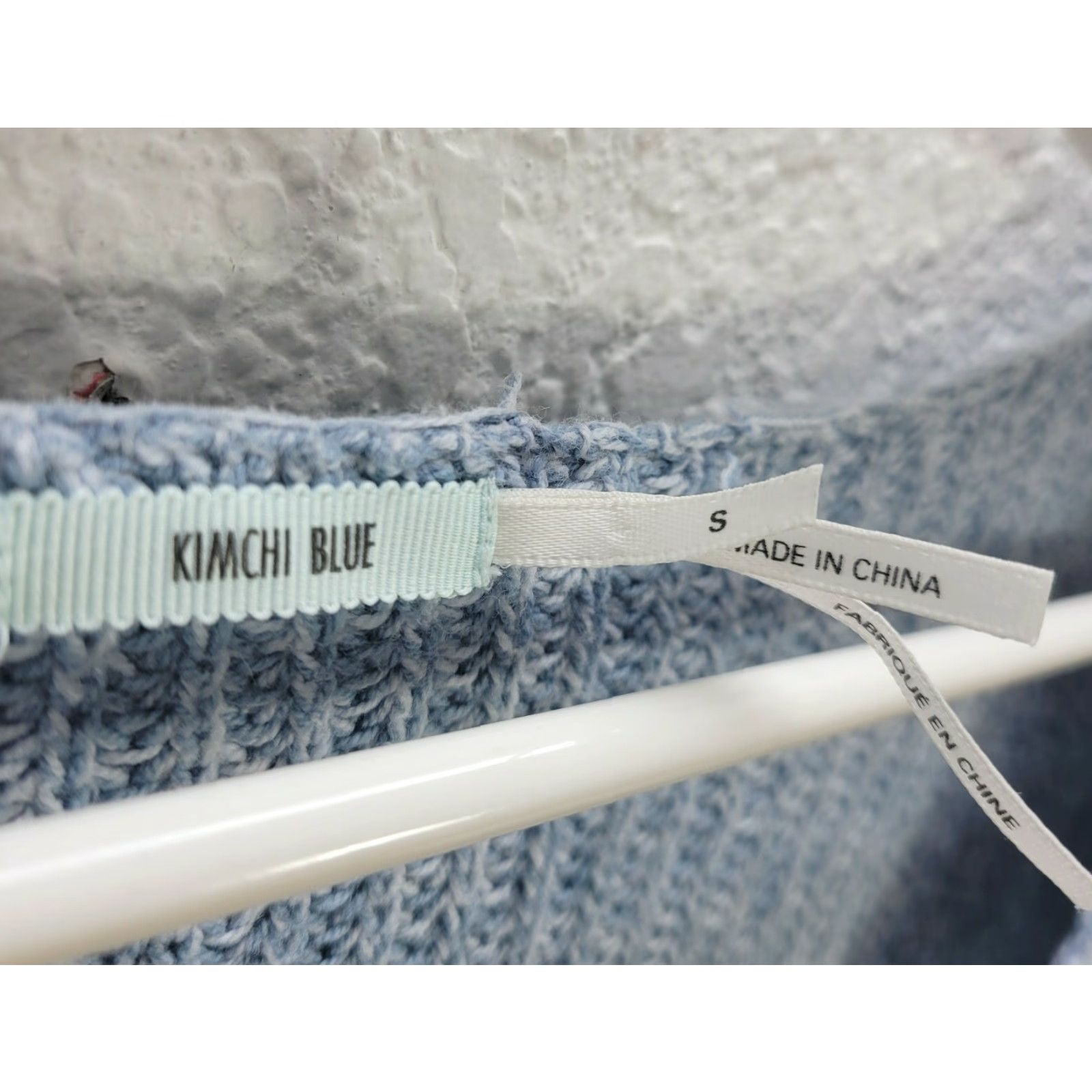 Vintage Kimchi Blue Women's Dropped Shoulder Oversized Blue Sweater Knitted Lace Sz S Knit Style Pullover V-Neck Size S / US 4 / IT 40 - 6 Thumbnail