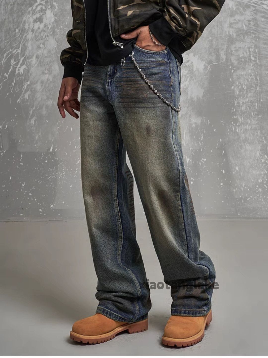 Jean × Vintage washed faded rusty stain loose baggy grunge jeans Size US 32 / EU 48 - 3 Thumbnail