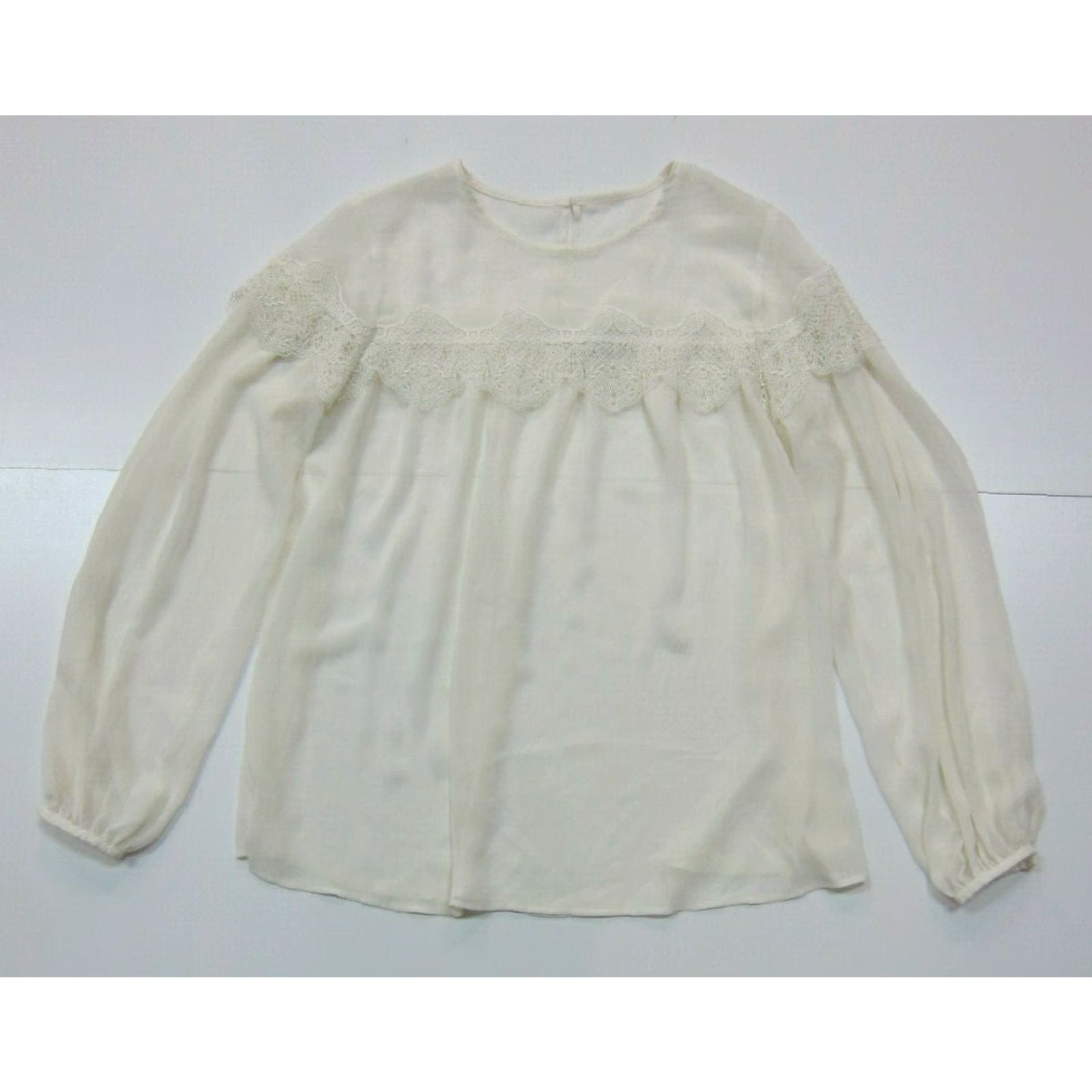 Abercrombie & Fitch Abercrombie & Fitch Cream Ivory Sheer Long Sleeve Peasant Blouse Women Small Size S / US 4 / IT 40 - 2 Thumbnail