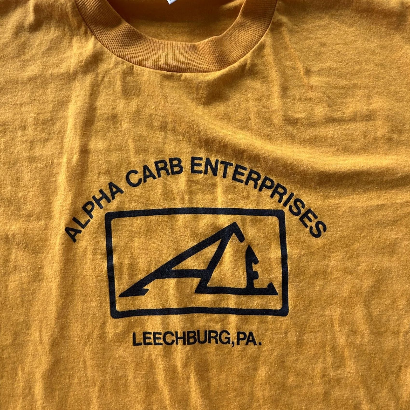 Vintage VINTAGE Sportswear Shirt Adult Large Yellow Workwear Tee Mens Graphic Print AE Logo 50/50 Cotton Polyester Crew Neck Short Sleeve Summer USA Size US L / EU 52-54 / 3 - 2 Thumbnail
