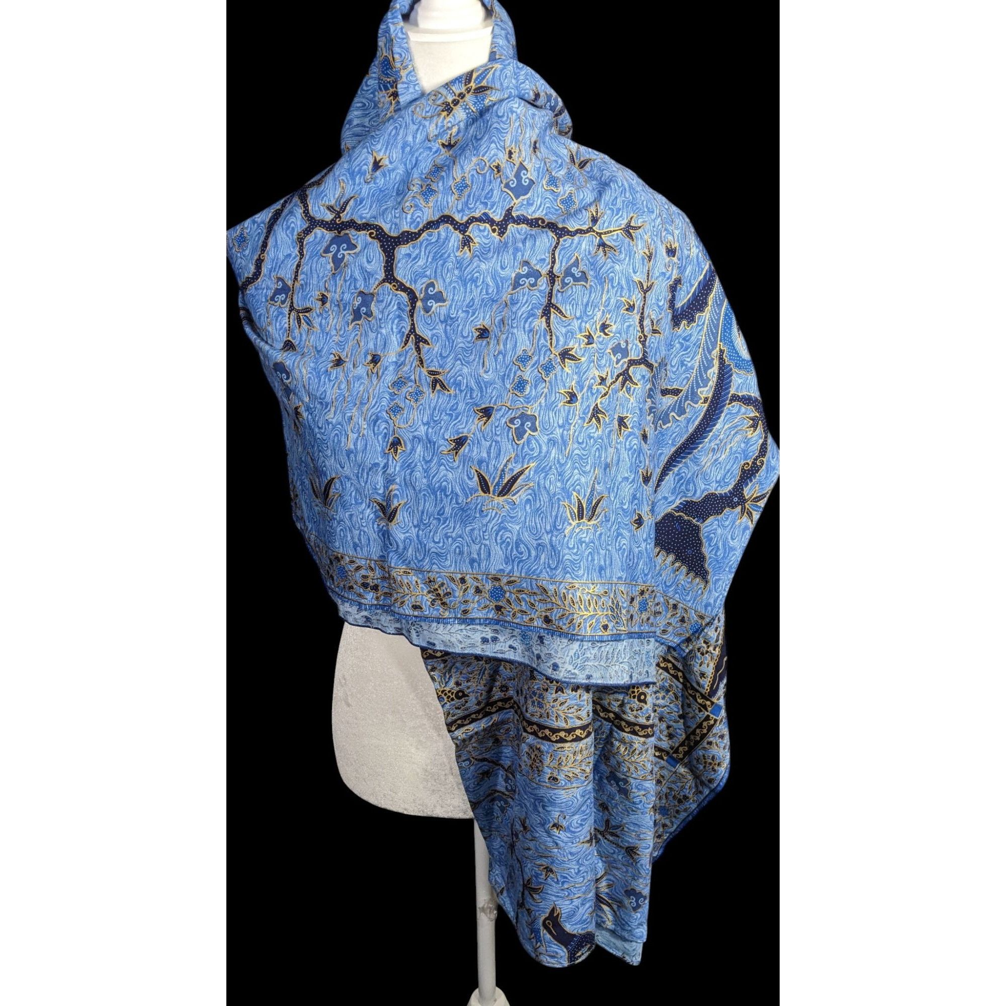 Other Blue Batik Peacock Sarong Wrap 68x45 Inches With Intricate F Size ONE SIZE - 1 Thumbnail