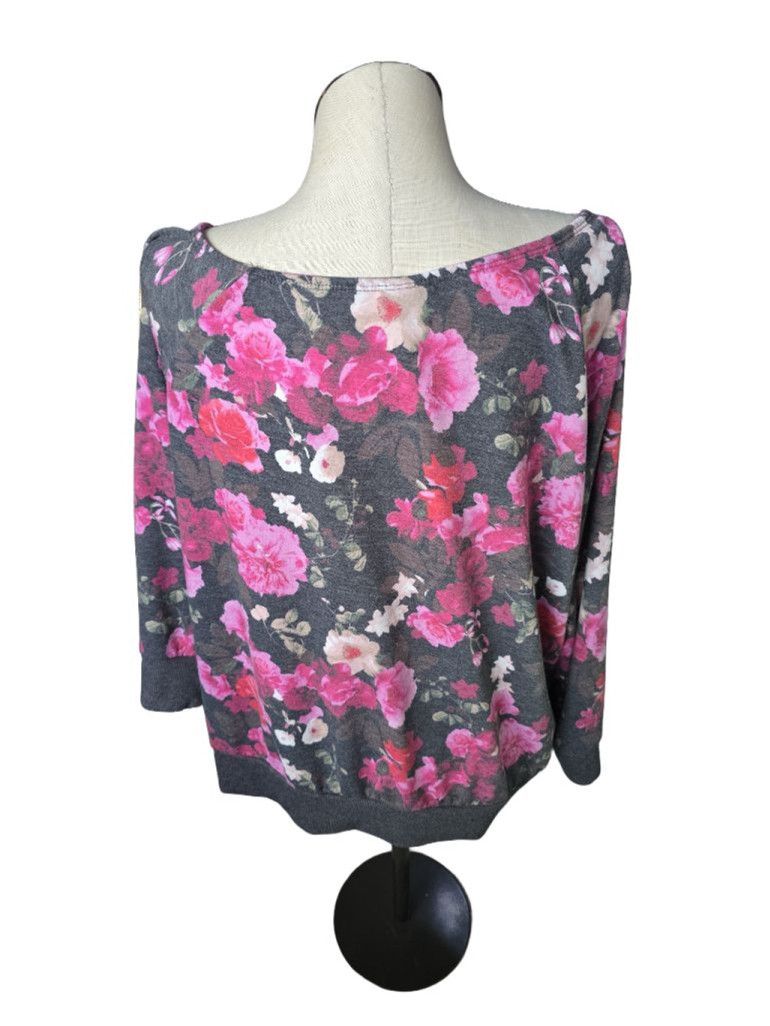 Torrid Torrid Floral Print Off The Shoulder Top 2x Gray and Pinks Size XXL / US 16-18 / IT 52-54 - 2 Thumbnail