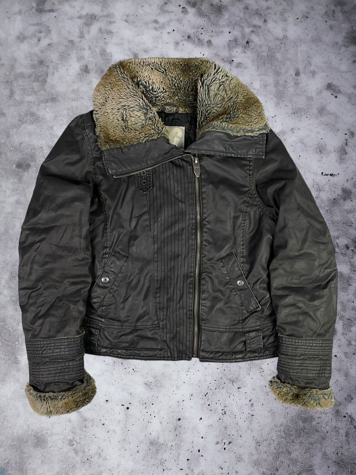 image of Y2K Garcia Avant Garde Fur Assymetric Jacket in Black, Women's (Size Large)