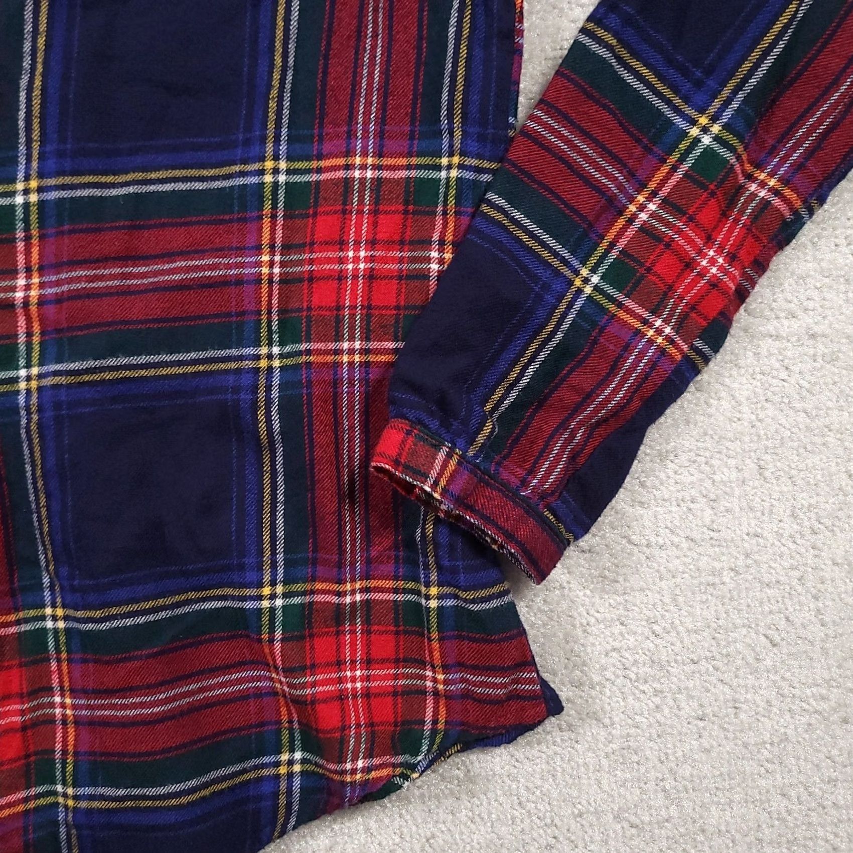 Vintage Maurices Flannel Henley Top - Womens Medium Blue Red Plaid Long Sleeve - Casual Basic Blouse Size M / US 6-8 / IT 42-44 - 6 Thumbnail