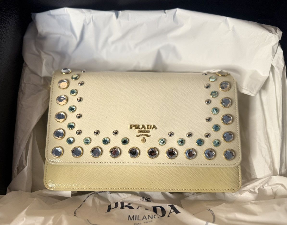 Prada prada team talco saffiano leather rhinestone jewel bijoux Size ONE SIZE - 11 Thumbnail