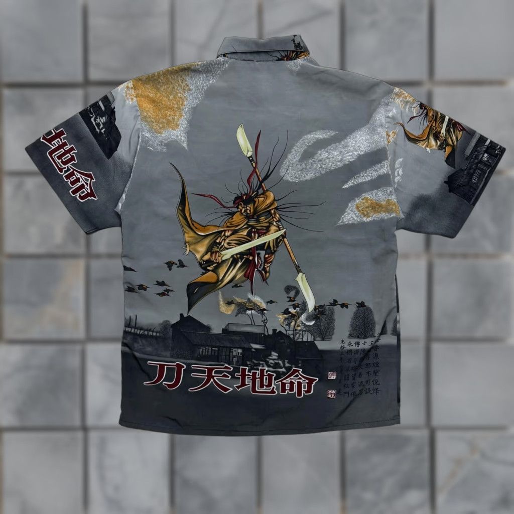 Vintage VINTAGE ICE Shirt Mens XL Gray Samurai Graphic Button Up Korea Warrior Y2K Size US XL / EU 56 / 4 - 1 Thumbnail