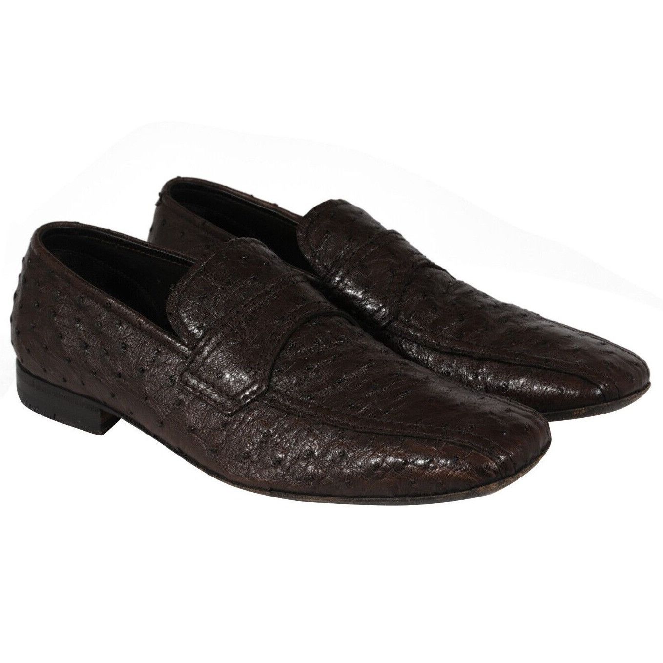 Prada Penny Loafers Brown Ostrich Leather Slip On - 02476 Size US 8 / EU 41 - 13 Thumbnail