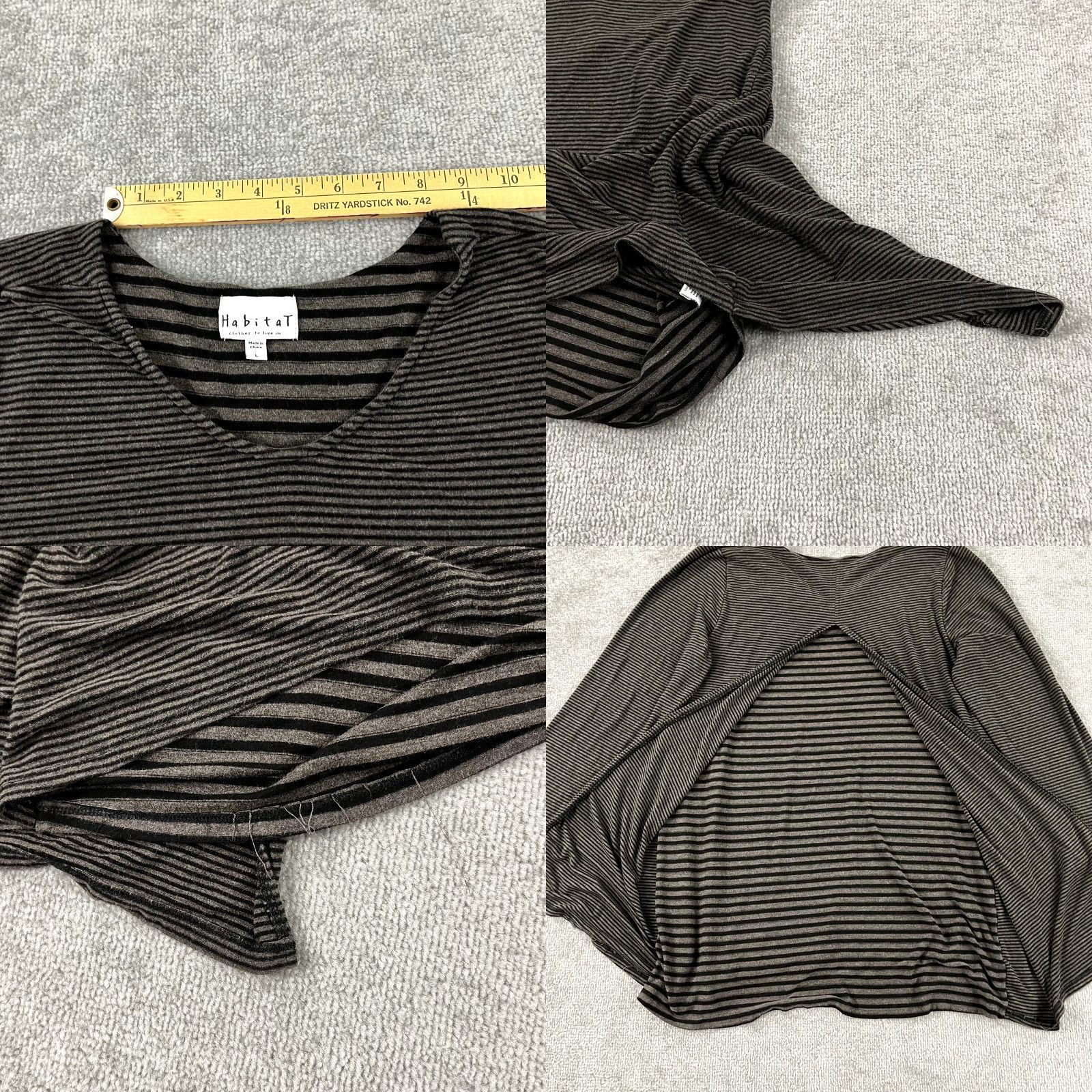 Habitat HABITAT Clothes To Live Shirt Womens Large Brown Black Striped Tunic Top Stretch Size L / US 10 / IT 46 - 8 Thumbnail