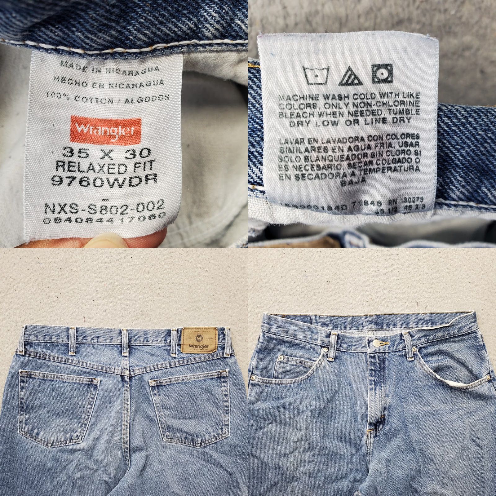 Wrangler Wrangler Jeans Mens 35x30 Blue Premium Denim Relaxed 5-Pocket Straight Leg Size US 35 - 8 Thumbnail
