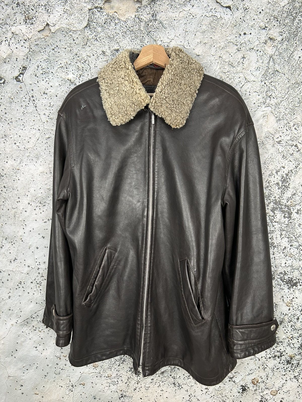 Genuine Leather Vintage Genuine Leather Jacket 90s Archive Sherpa Punk Rock Size US L / EU 52-54 / 3 - 1 Thumbnail
