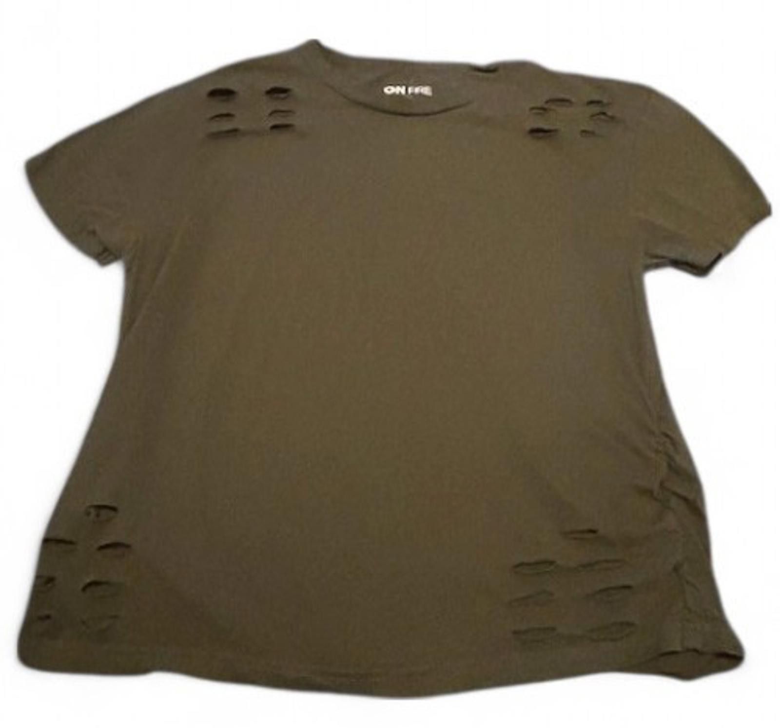 Kicks On Fire On Fire Cropped Tee XL (Fits S/M) Army Green Grunge Y2K Edgy Size S / US 4 / IT 40 - 1 Thumbnail