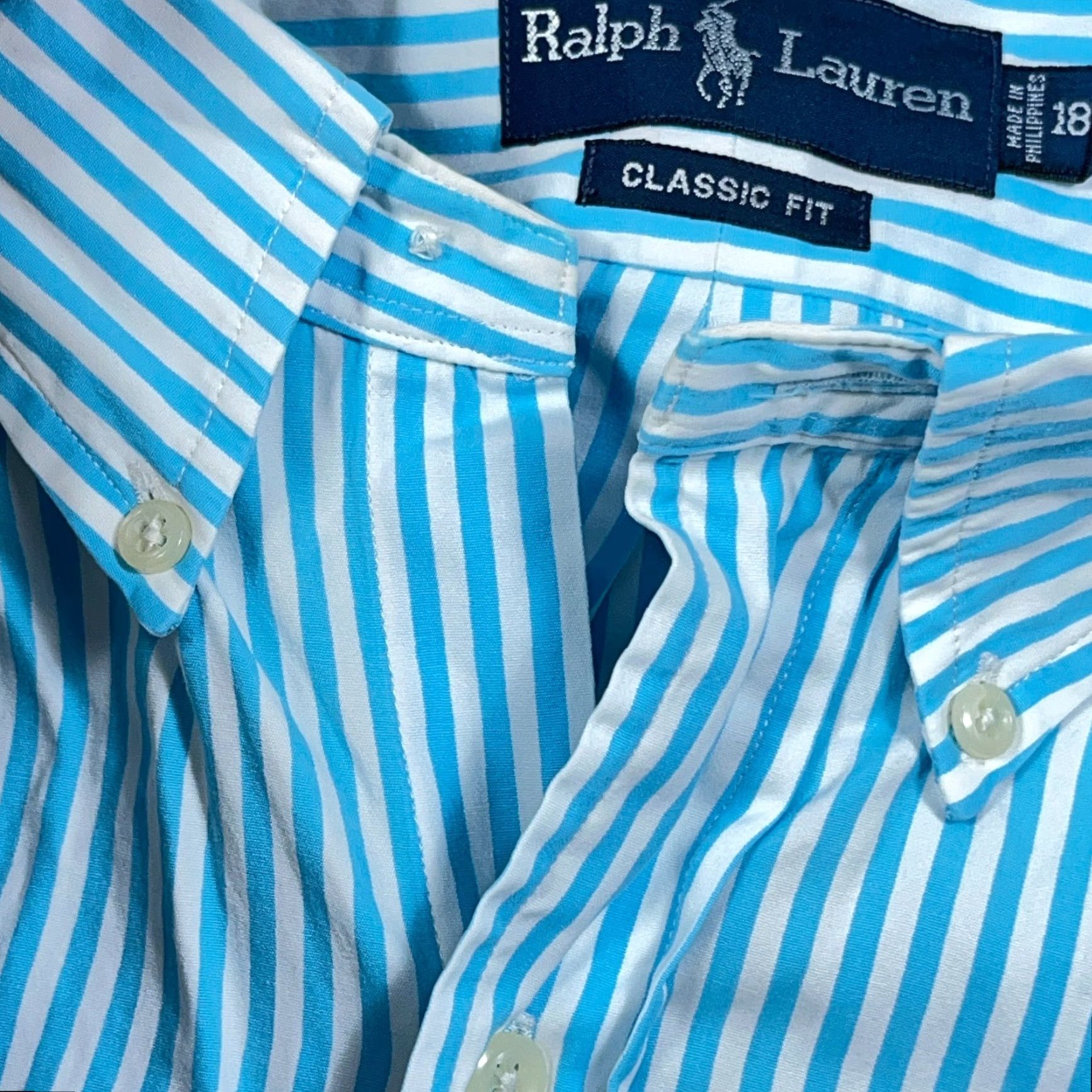 Ralph Lauren Ralph Lauren Shirt Men XXL 2XL Blue Striped Button-Up Poplin Classic Fit Size US XXL / EU 58 / 5 - 5 Thumbnail