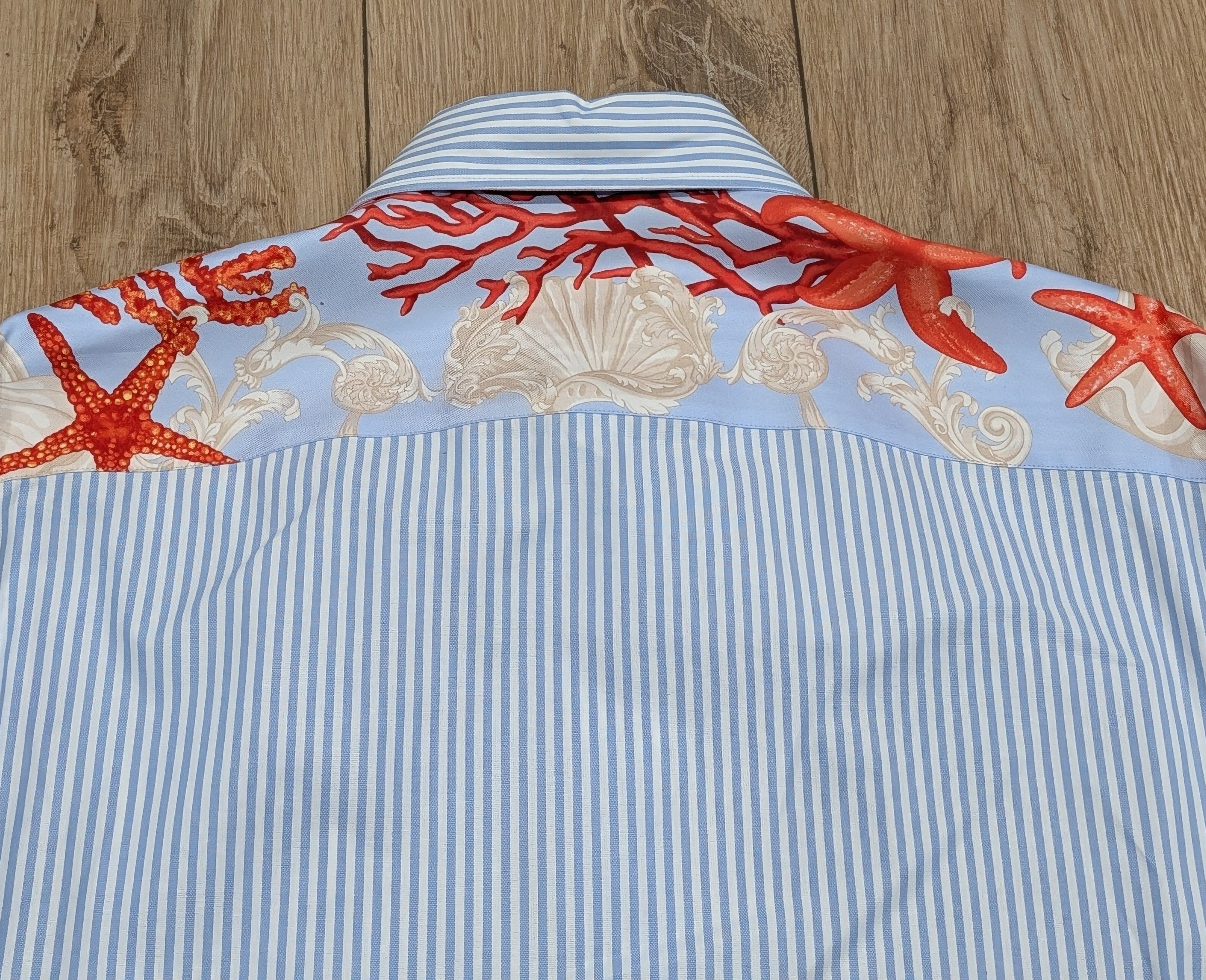 Versace VERSACE Striped LS Button Up Shirt Light Blue 50 Size US M / EU 48-50 / 2 - 5 Thumbnail