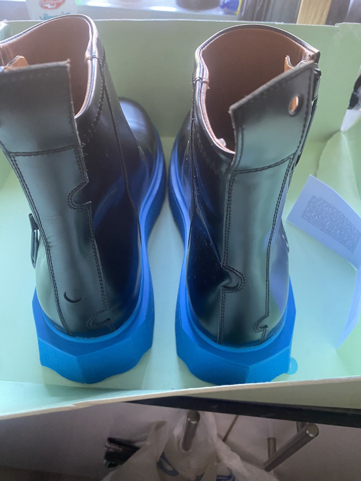 Off-White Off-White Leather Ankle rubber sole (blue) boots Size US 8 / EU 41 - 3 Thumbnail