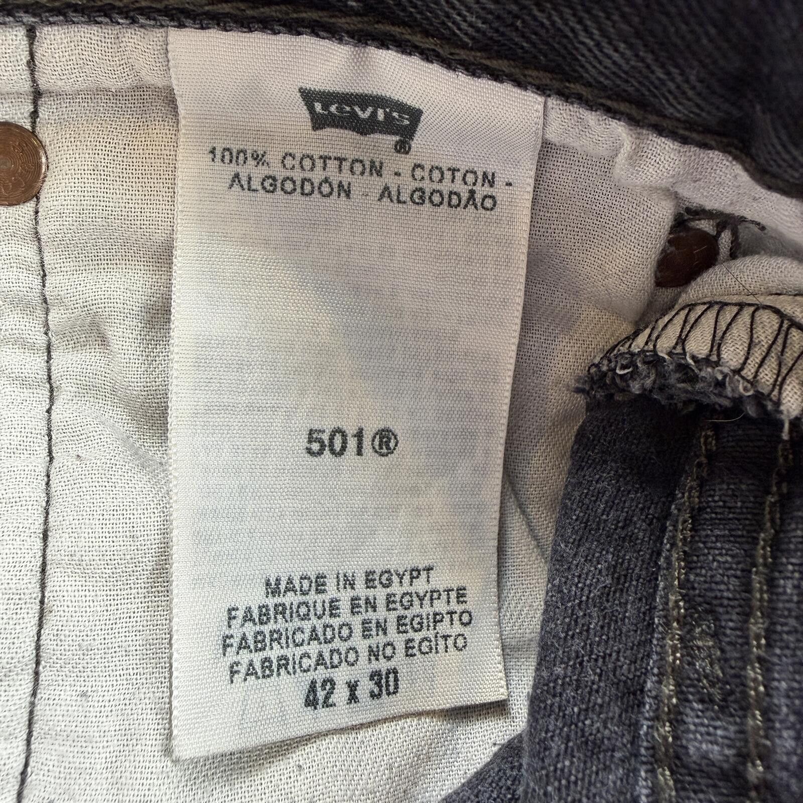 Levi's Levi's 501 Jeans Mens 42x30 Black Faded Straight Leg Classic Size US 42 / EU 58 - 6 Thumbnail