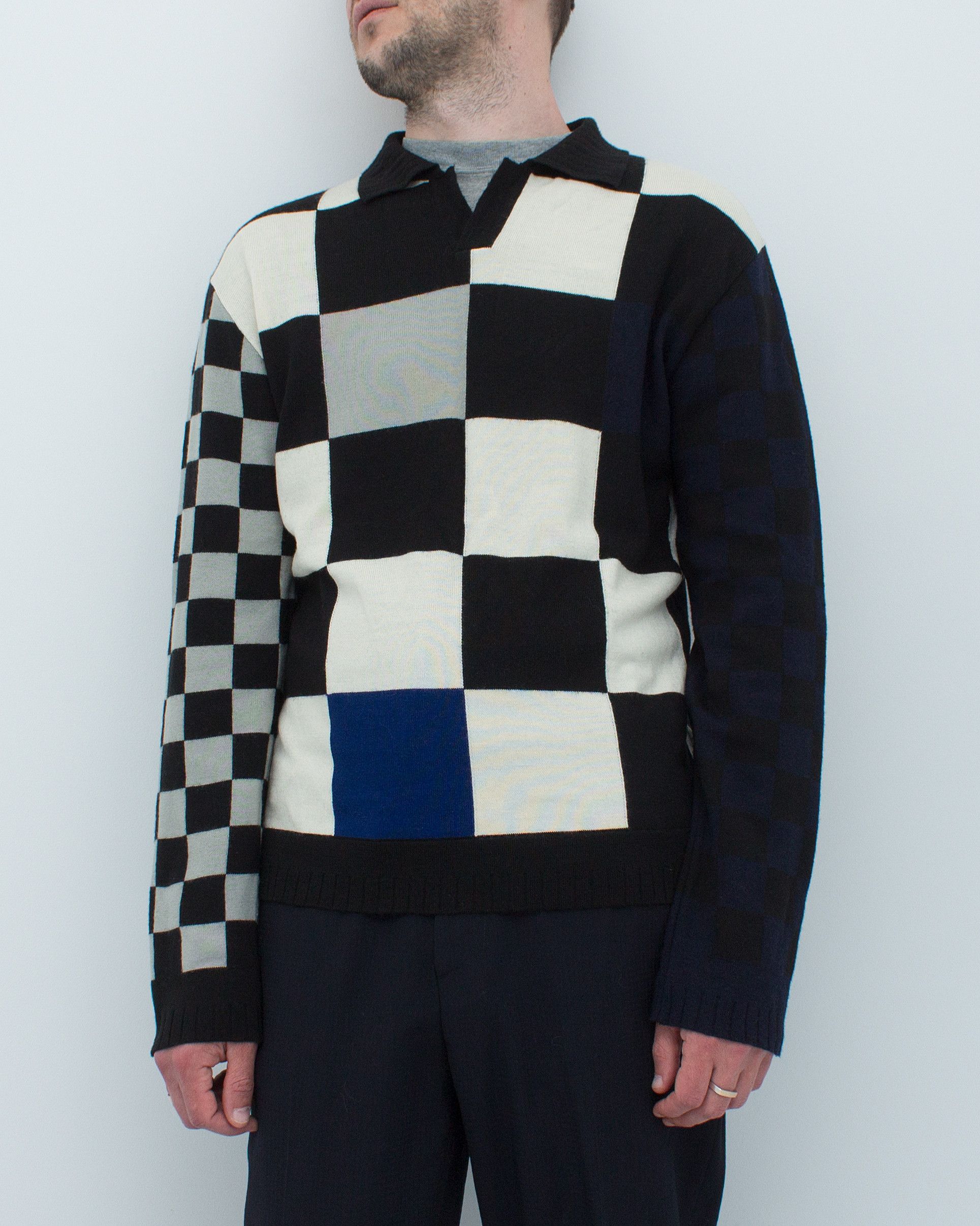 Vintage Wool Max Check Collared Sweater