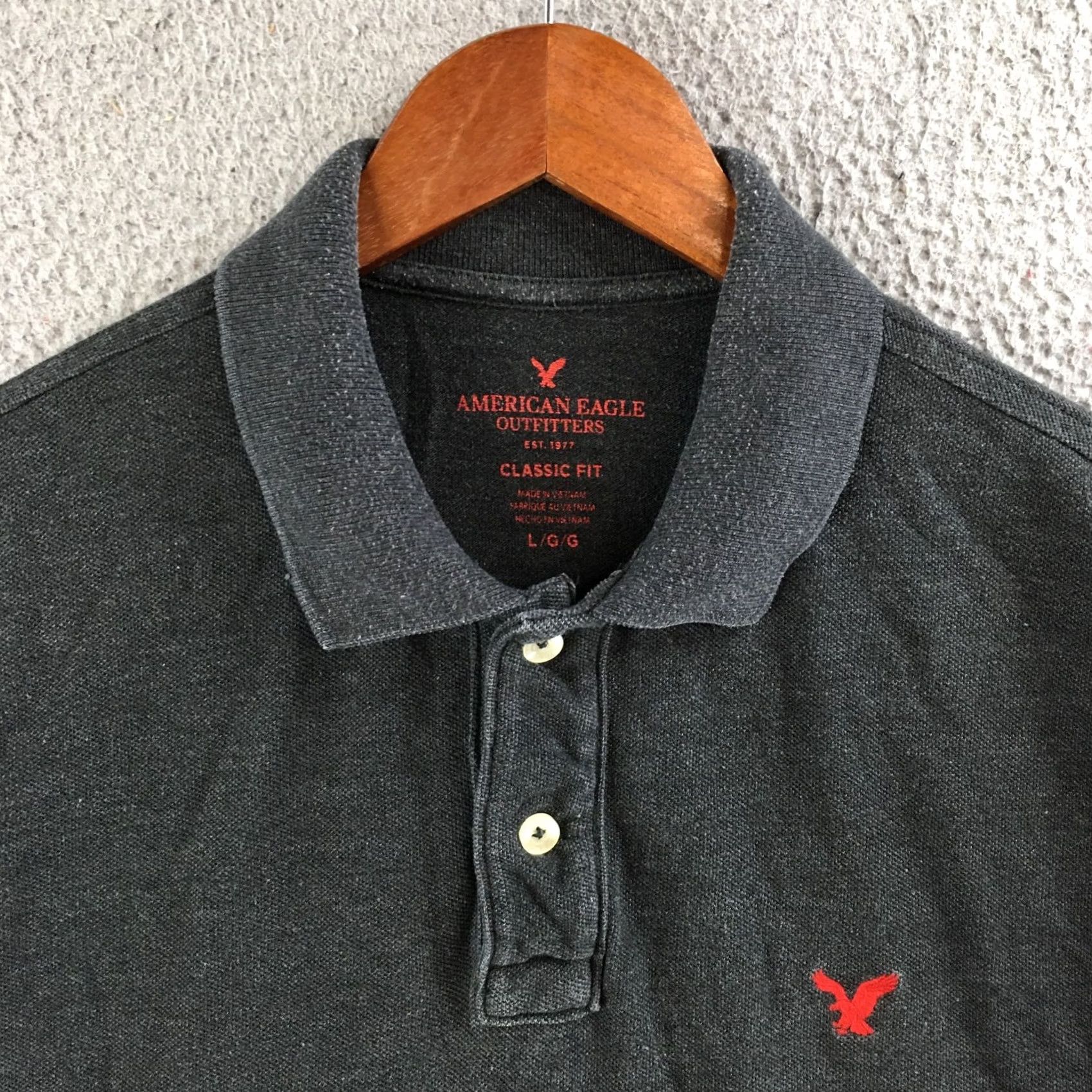 American Eagle Outfitters American Eagle Outfitters Polo Shirt Mens Large Short Sleeve Black Size US L / EU 52-54 / 3 - 3 Thumbnail