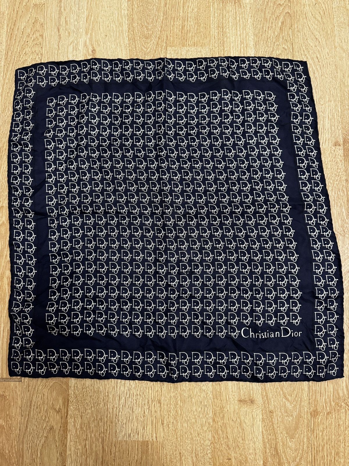 Dior Christian Dior Silk Trotter Monogram Navy Logo Scarf Size ONE SIZE - 4 Thumbnail