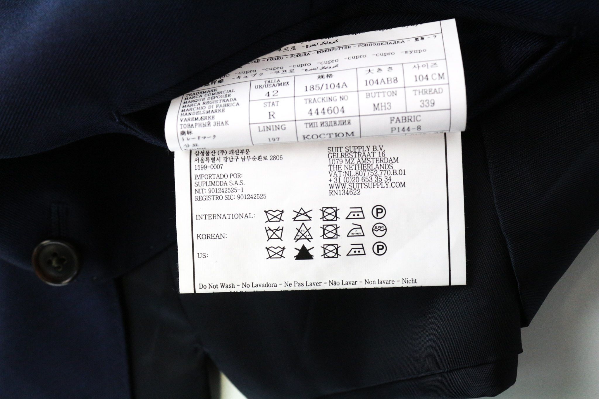 Suitsupply UK42R Navy Wool Twill Slim Suit 74837 Size 42R - 9 Thumbnail