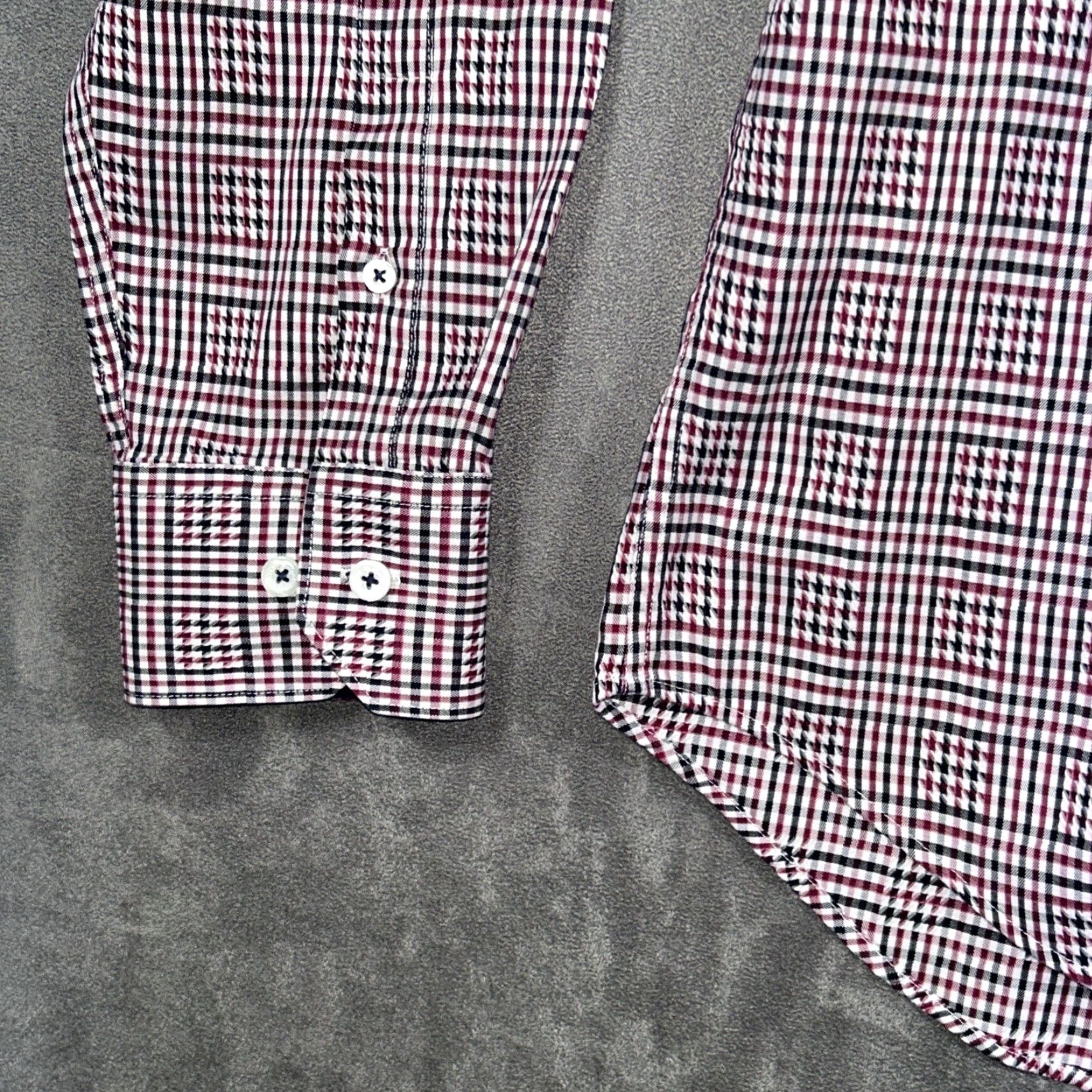 BUGATCHI BUGATCHI Shirt Mens XL Red Black Check Button-Up Collared Spread Classic Colorful Bag Size US XL / EU 56 / 4 - 7 Thumbnail