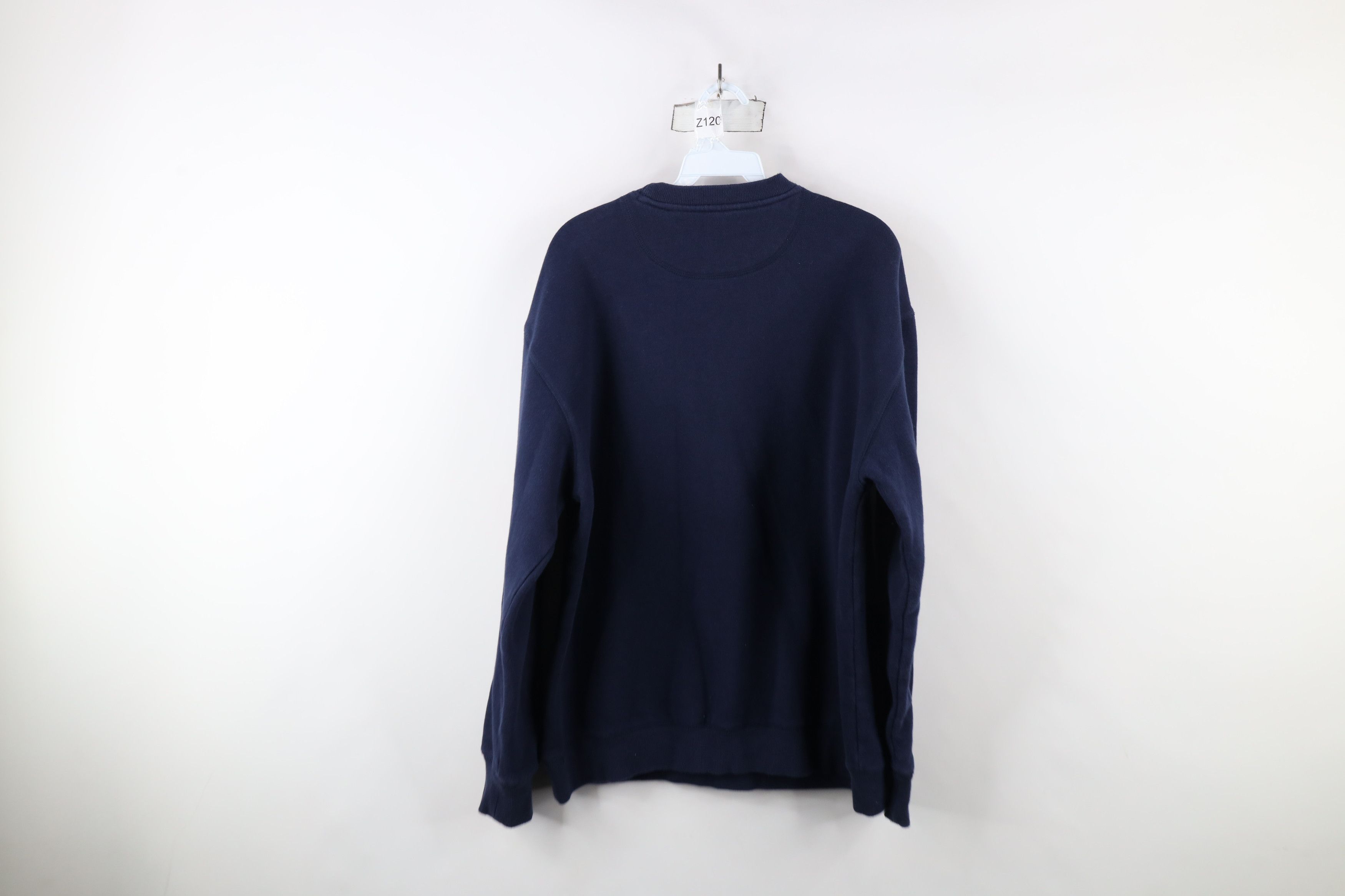 Fila × Vintage Vintage 90s Fila Box Logo Crewneck Sweatshirt Navy Blue Size US L / EU 52-54 / 3 - 6 Thumbnail