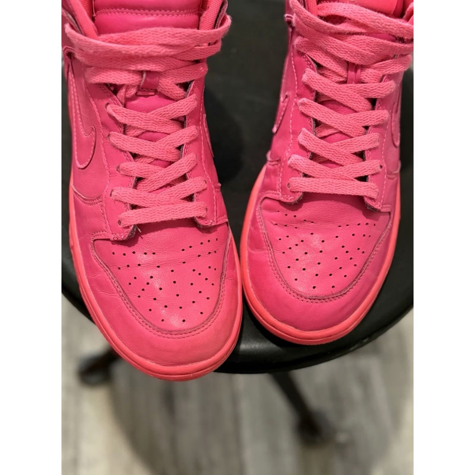 Nike VINTAGE Nike Dunk High Sneakers Pink Leather 1958 90s Womens Size 9 High-Top Leather Dunk High Nike Dunk High Limited Edition Cru Size US 9 / IT 39 - 7 Thumbnail