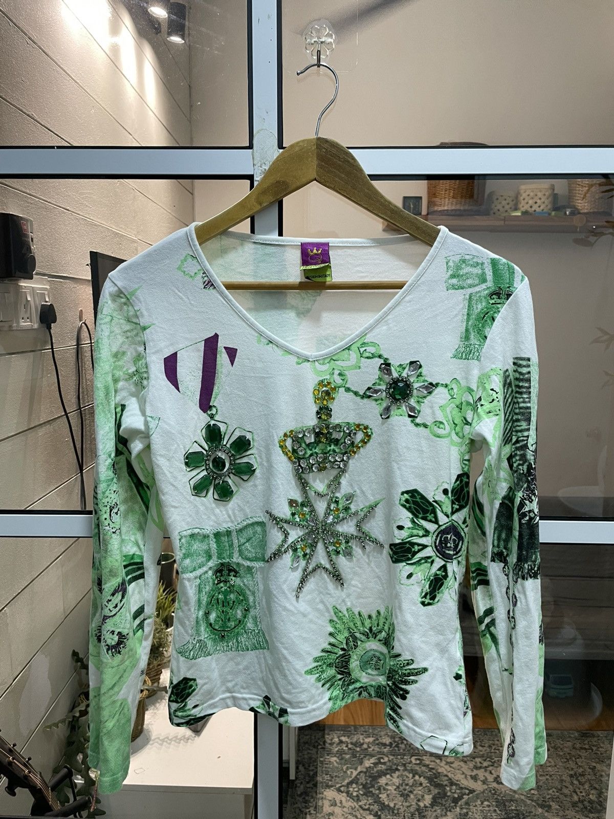 Japanese Brand Save The Queen Italian Designer Mesh Tatoo L/S Shirt (Lycra) Size US L / EU 52-54 / 3 - 1 Thumbnail