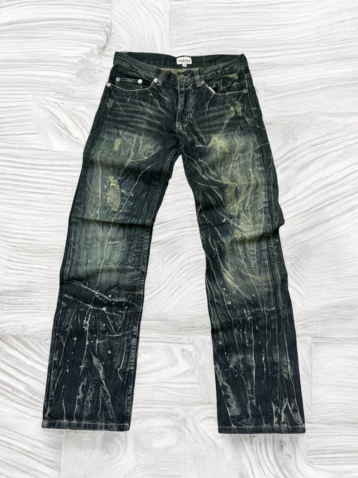 Hysteric Glamour × Japanese Brand NYLAUS JEANS Acid Wash Paint Splash Distressed Jeans Size US 30 / EU 46 - 1 Thumbnail