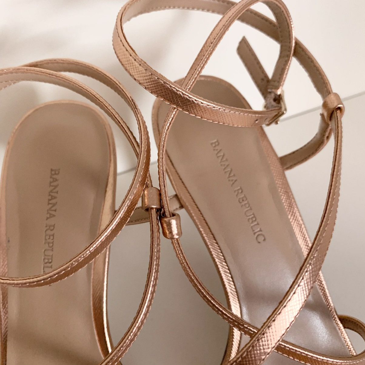 Banana Republic Banana republic Rose gold leather strappy heels size 6 Size US 6 / IT 36 - 9 Thumbnail