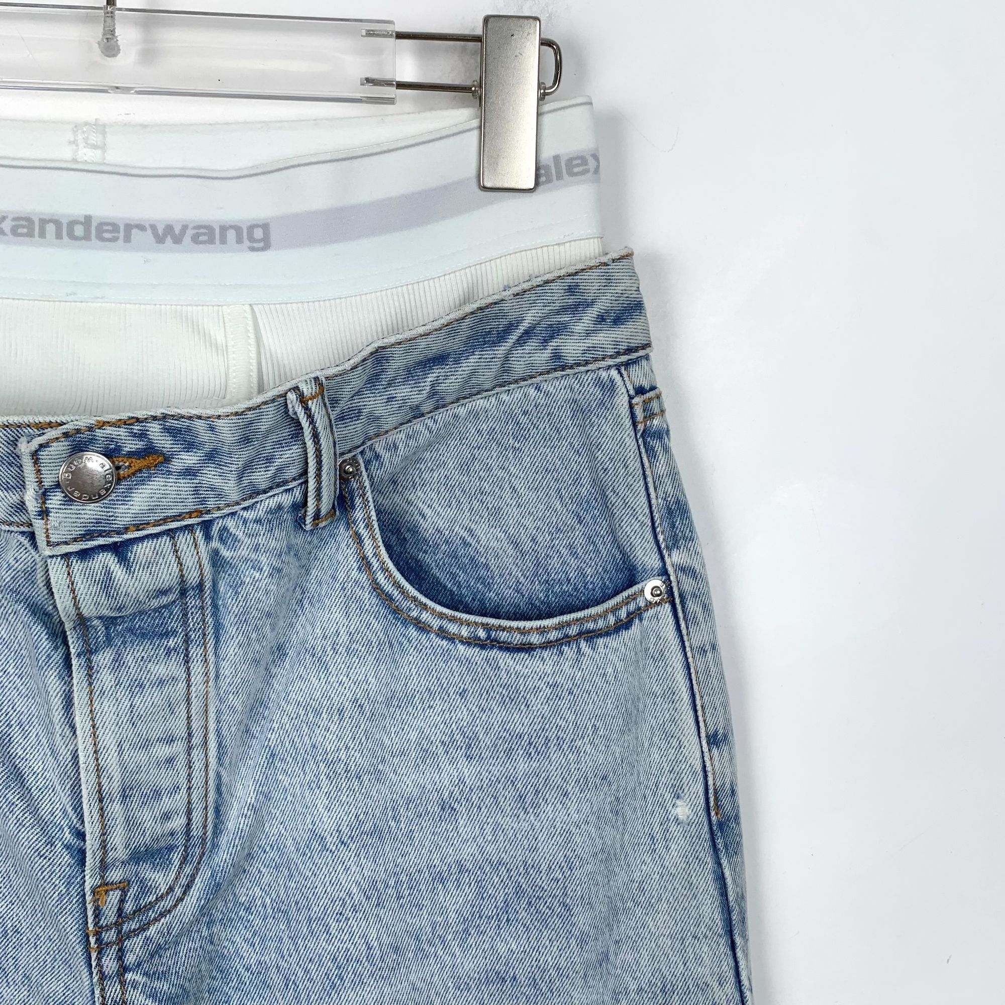 Alexander Wang Alexander Wang Light Blue Cotton Casual Patchwork Jeans Size Size 27" / US 4 / IT 40 - 7 Thumbnail