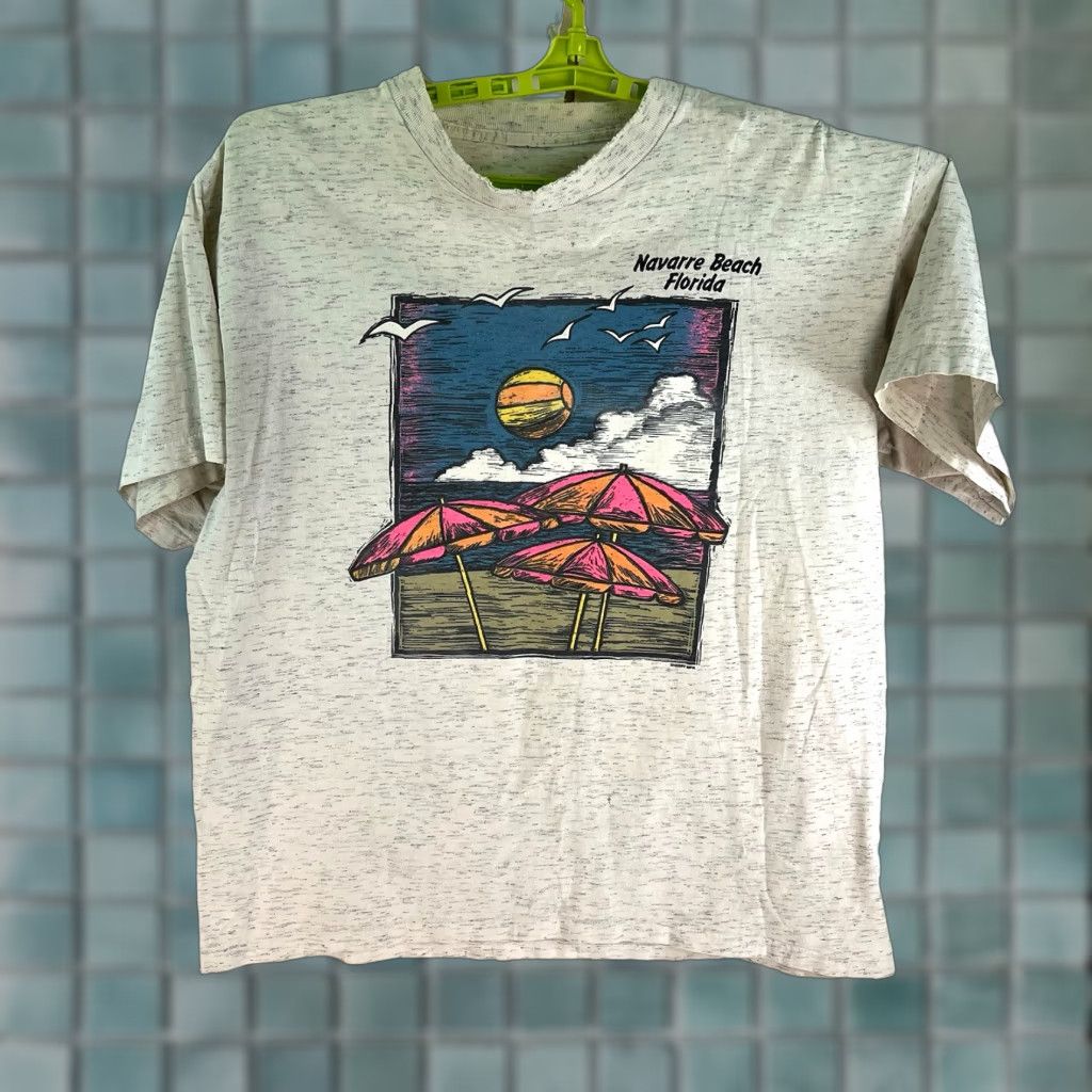 Vintage VINTAGE Beach T-Shirt Shirt Adult XL Gray Logo Florida 90s Graphic Print Stitch Short Sleeve USA Men Mens Size US XL / EU 56 / 4 - 1 Thumbnail