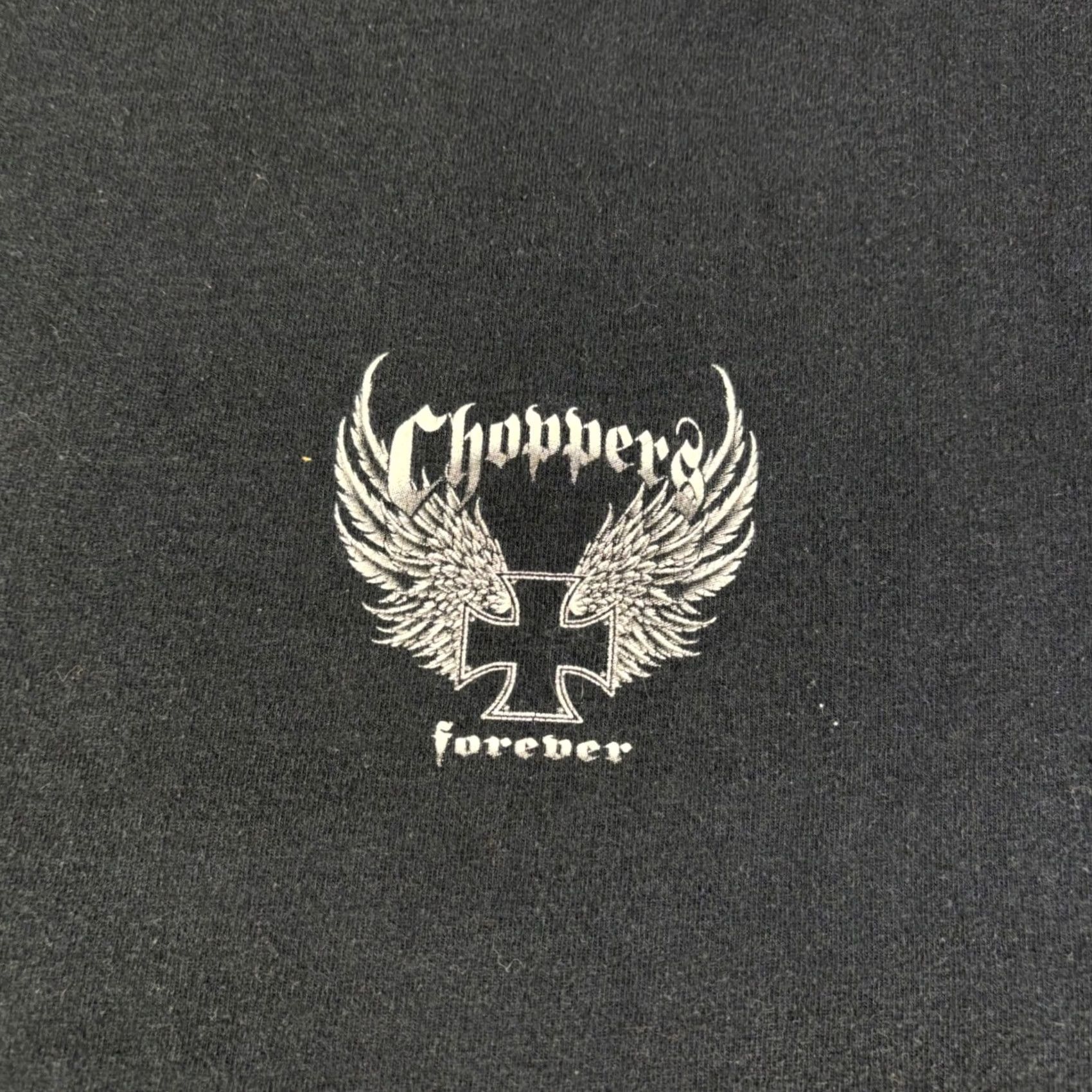 Fruit Of The Loom VINTAGE Choppers Forever T-Shirt Mens Large Black Iron Cross Thunder Graphic Size US L / EU 52-54 / 3 - 7 Thumbnail