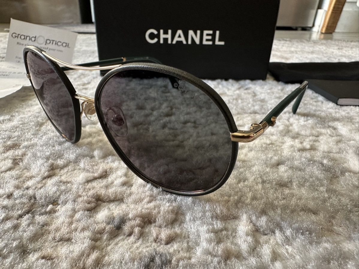 Chanel CHANEL Round Pilot Sunglasses 4228-Q Dark Green Size ONE SIZE - 2 Thumbnail
