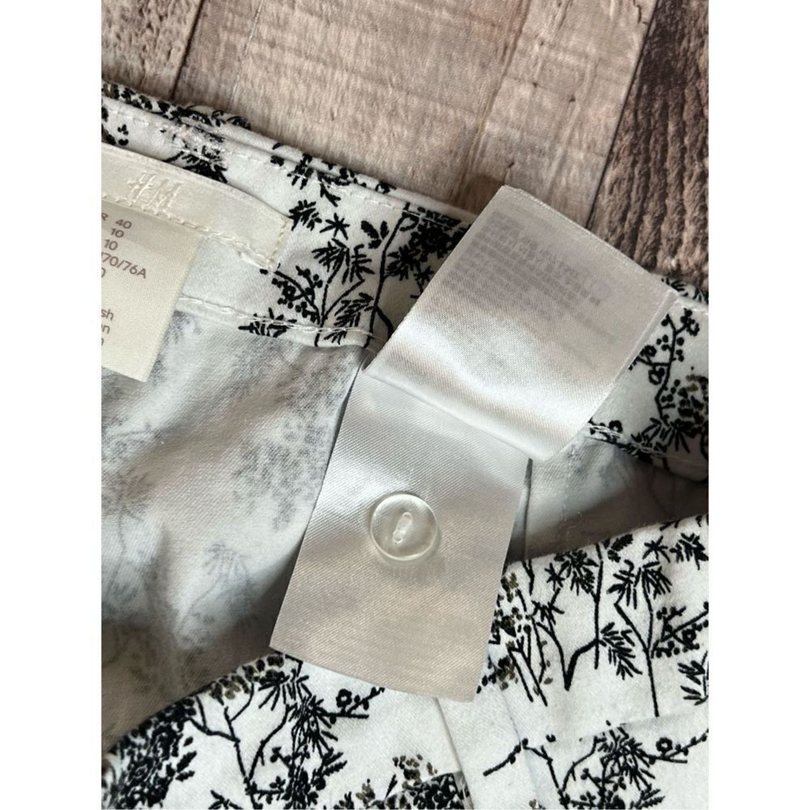 H&M H&M Black White Floral Stretch AOP Skinny Ankle Pants 10 Size 32" / US 10 / IT 46 - 10 Thumbnail