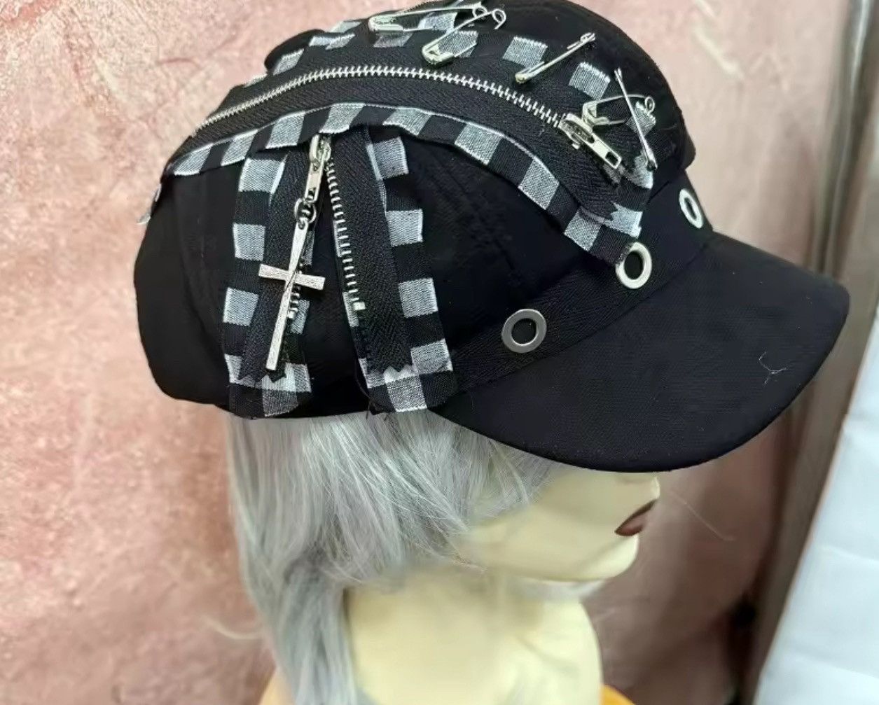 Japanese Brand Punk Plaid Zipper Cap Size ONE SIZE - 4 Thumbnail