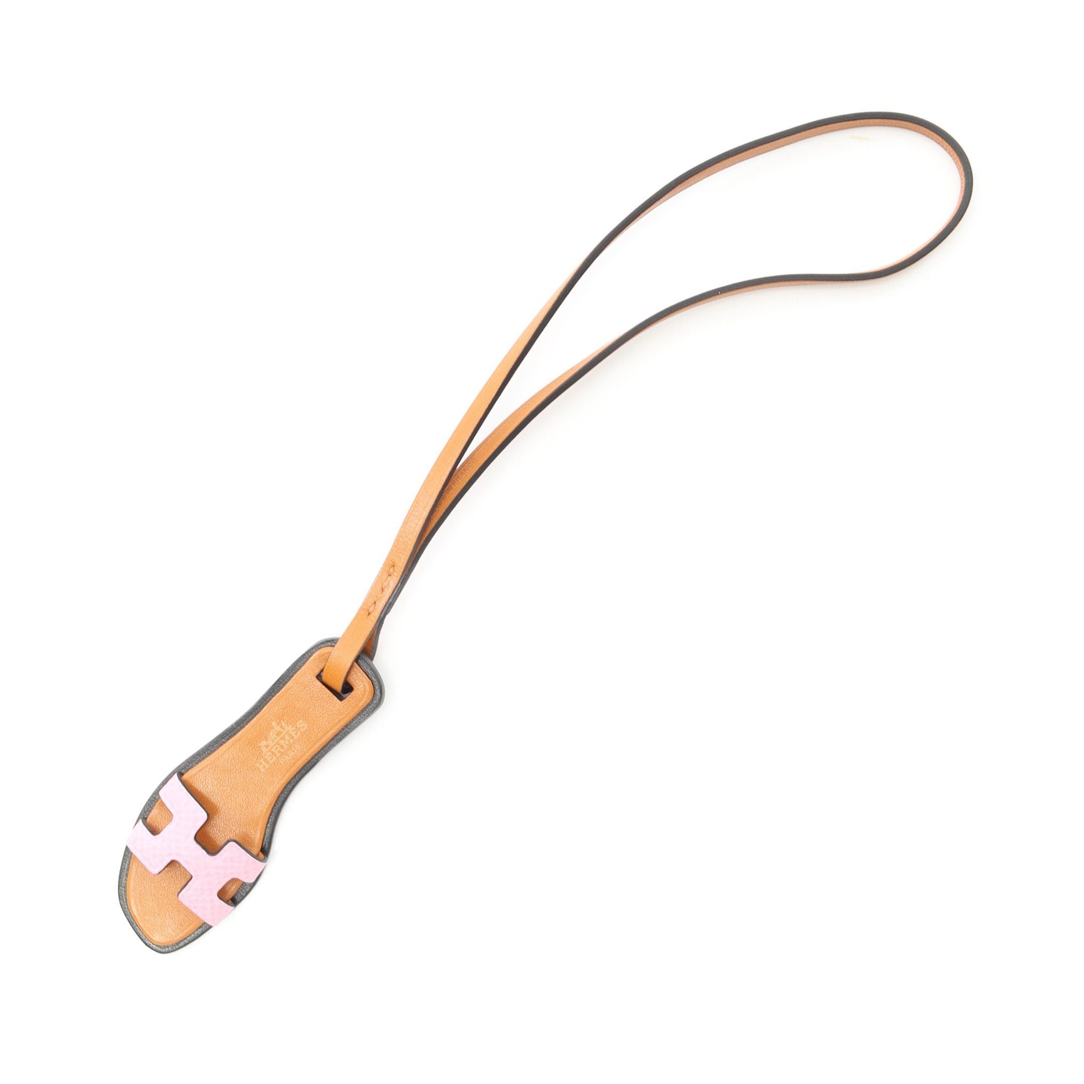 Hermes Hermes Oranno Natural Sable Rose Confetti Bag Charm Veau Epsom Butler Leather Vache Hunter Brown Pink Size ONE SIZE - 1 Thumbnail