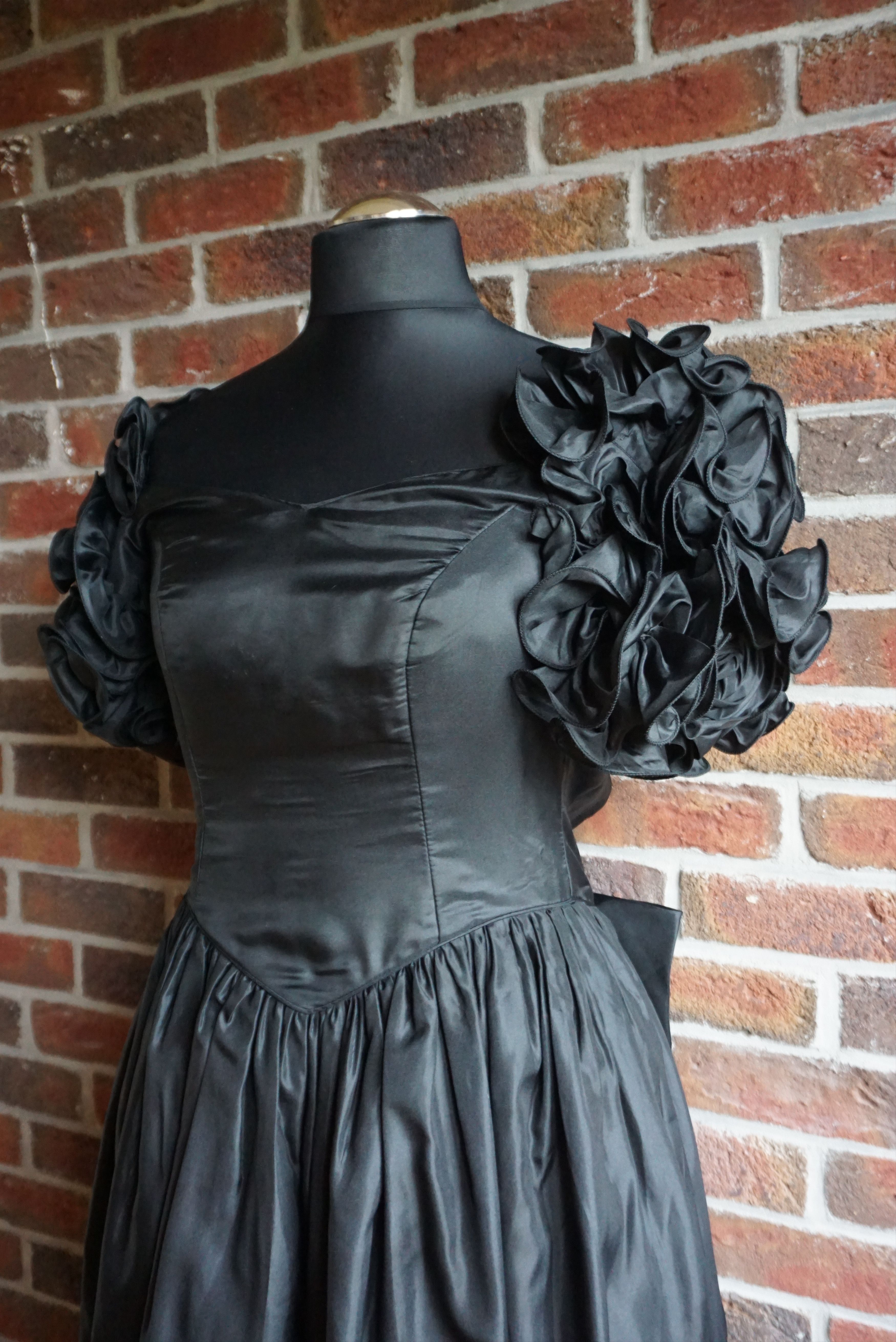 Vintage Vintage Ellis 80s long dress gown puff sleeves bow S Small Size M / US 6-8 / IT 42-44 - 12 Thumbnail