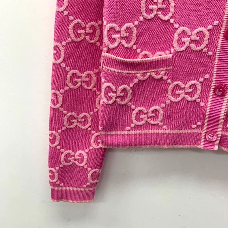 Gucci Gucci 24 pink logo jacquad full printed cotton round neck Size S / US 4 / IT 40 - 4 Thumbnail