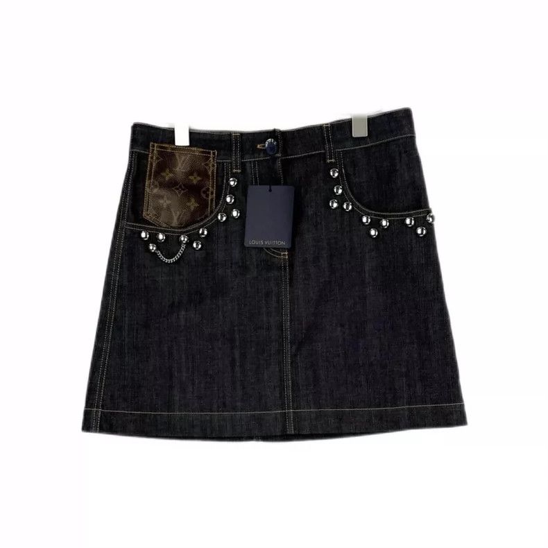 Louis Vuitton Louis Vuitton Washed dark blue presbyopic leather label stu Size 37" - 1 Thumbnail