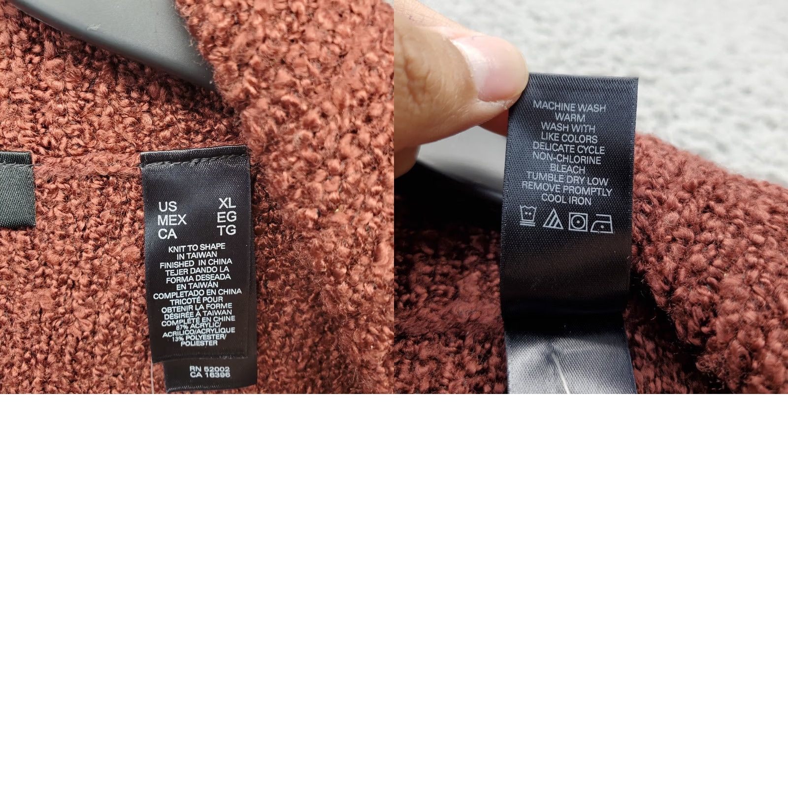 Vintage Axcess Cardigan Blazer Women XL Burgundy Knit Notch Lapel Patch Pocket Button Shirt / Sweater Size XL / US 12-14 / IT 48-50 - 8 Thumbnail