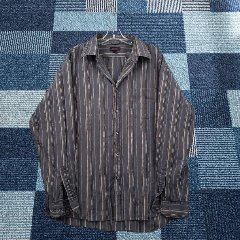 Express Express Shirt Mens XL Black Premium Woven Button-Up Striped Long Sleeves Cotton Size US XL / EU 56 / 4 - 1 Thumbnail
