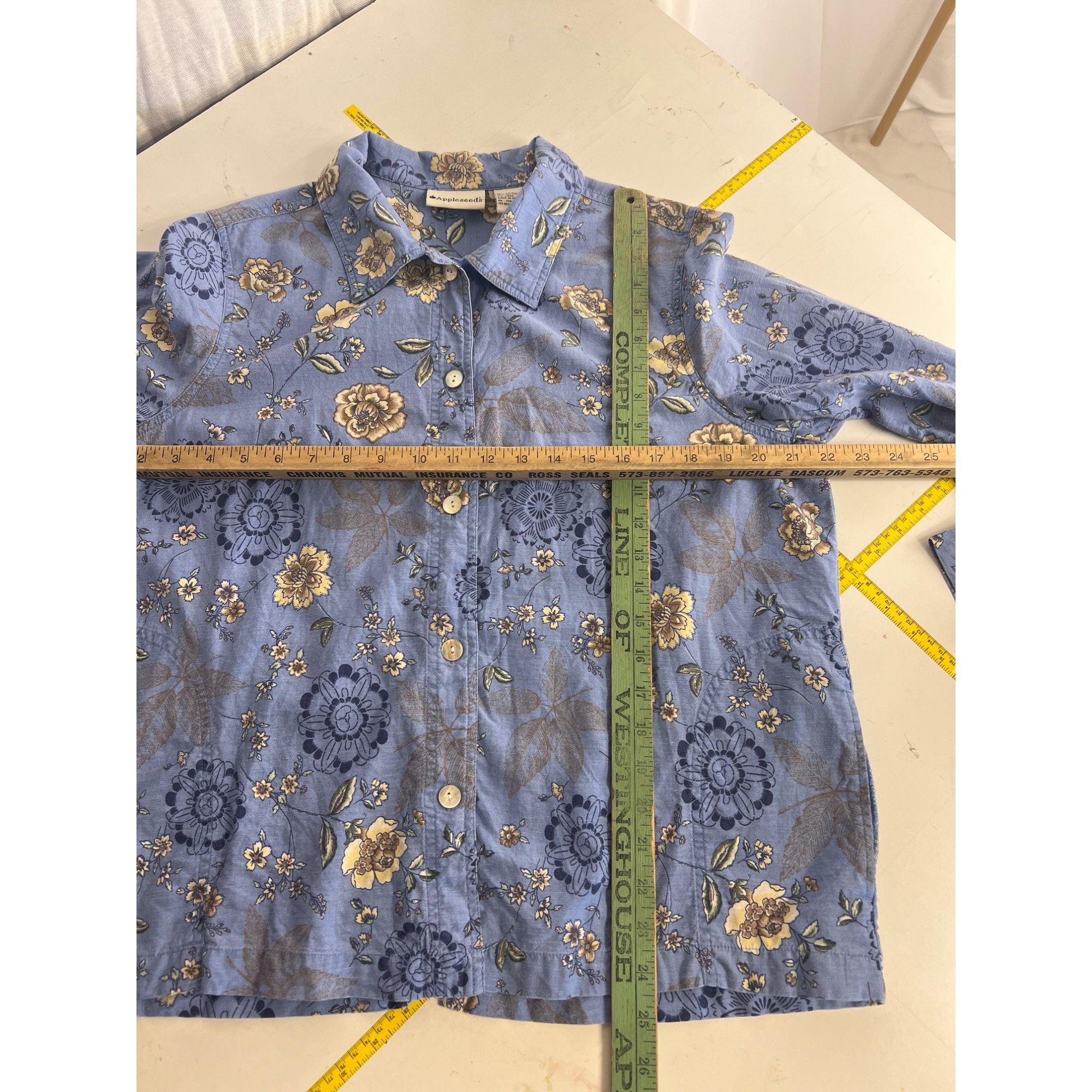 Other Appleseeds Blue Floral Button-Up Shirt Size 16 70% Lyocell 2 Size XXL / US 16-18 / IT 52-54 - 6 Thumbnail