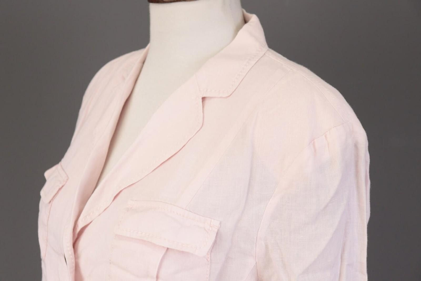 Oscar De La Renta Oska Pink 100% Linen Multipockets Cargo Blazer Jacket Size 3 Size M / US 6-8 / IT 42-44 - 9 Thumbnail