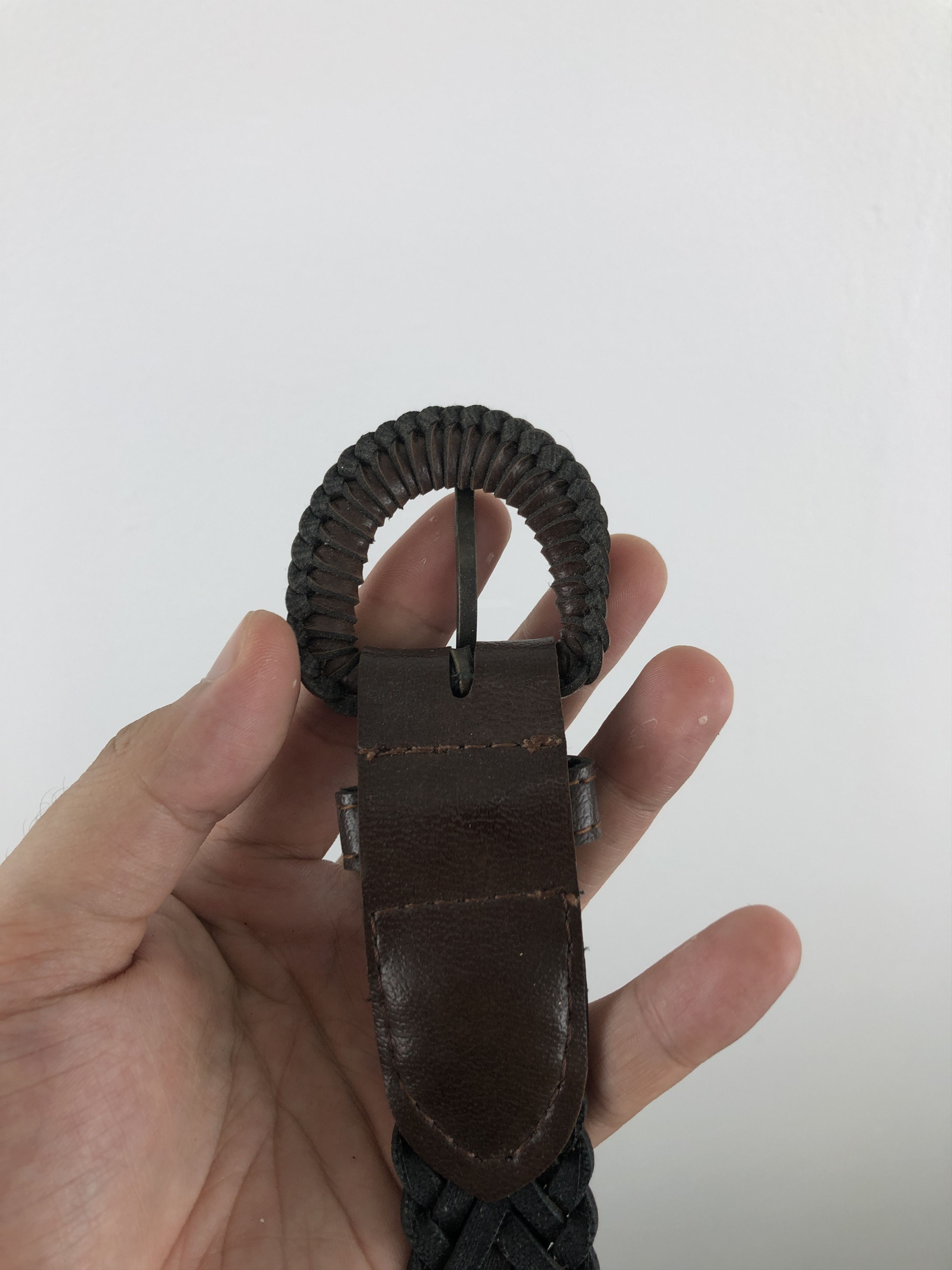 Leather 70s Braided Buckle Belt B0007 Size ONE SIZE - 4 Thumbnail