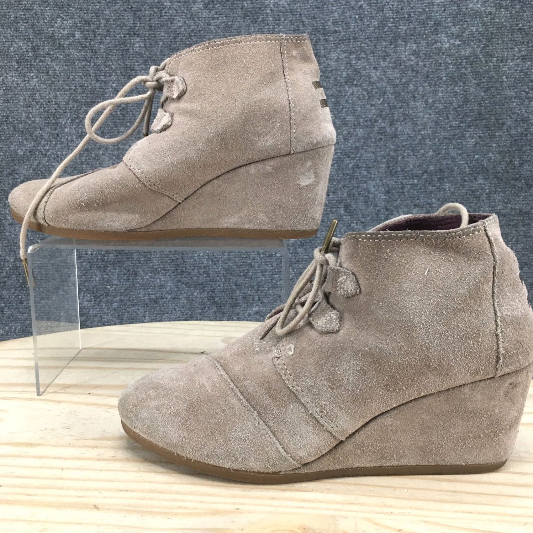 Toms TOMS Desert Boots Womens 8.5 Kala Desert Gray Lace Up Wedge Ankle Top 10012956 Size M / US 6-8 / IT 42-44 - 3 Thumbnail