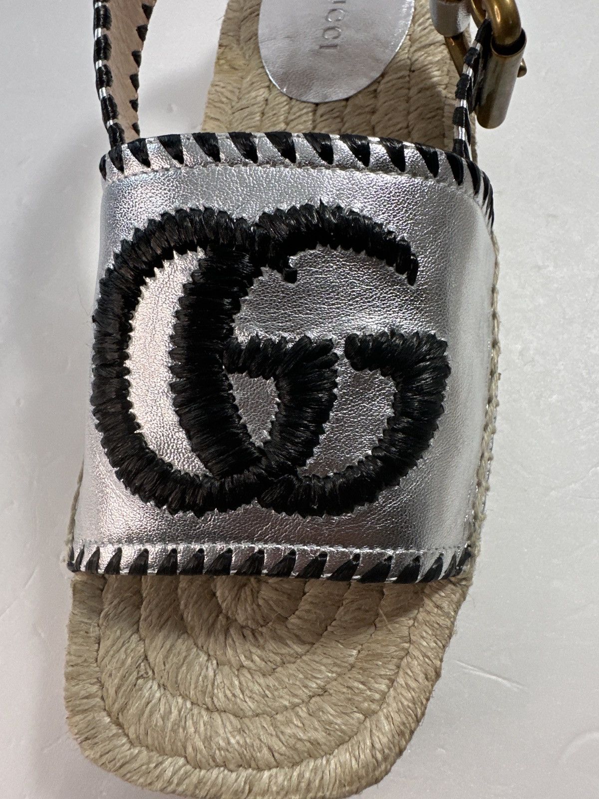 Gucci Authentic - Pilar Embroidered Double G Logo Slingback Espadr Size US 5 / IT 35 - 16 Thumbnail
