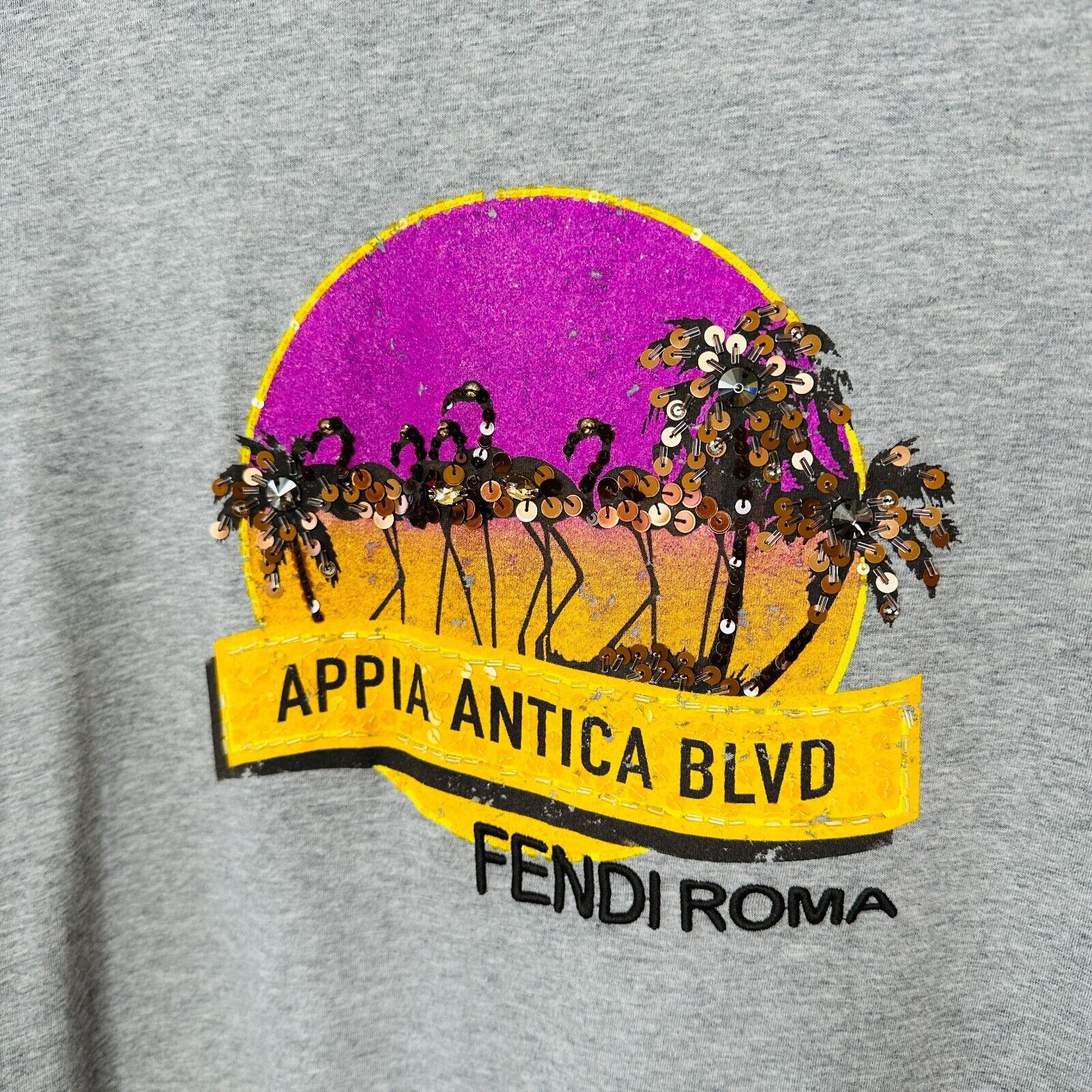 Fendi Fendi Gray Appia Antica Blvd Fendi Roma Tee Bead Sequin L Size L / US 10 / IT 46 - 5 Thumbnail